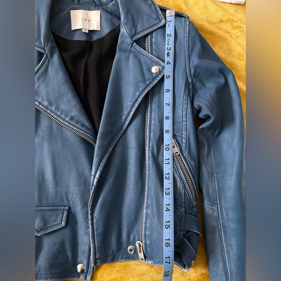 IRO blue leather motorcycle jacket - Picture 4 of 5